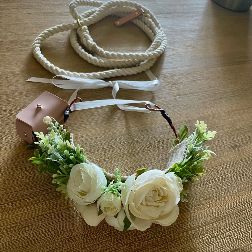 Flower Dog Collar, Slip Lead and Ring Holder